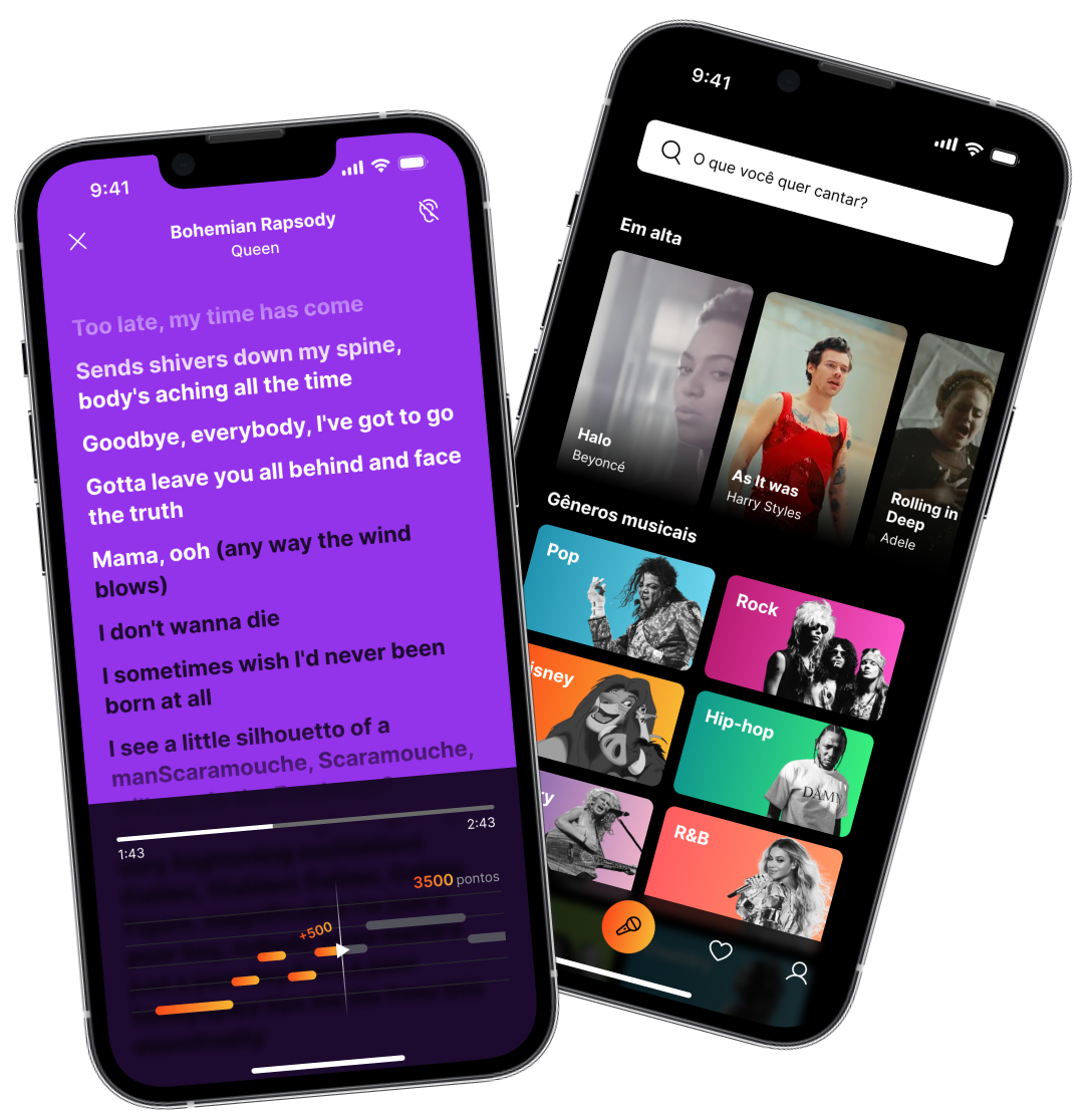 Smartphones displaying the app interface